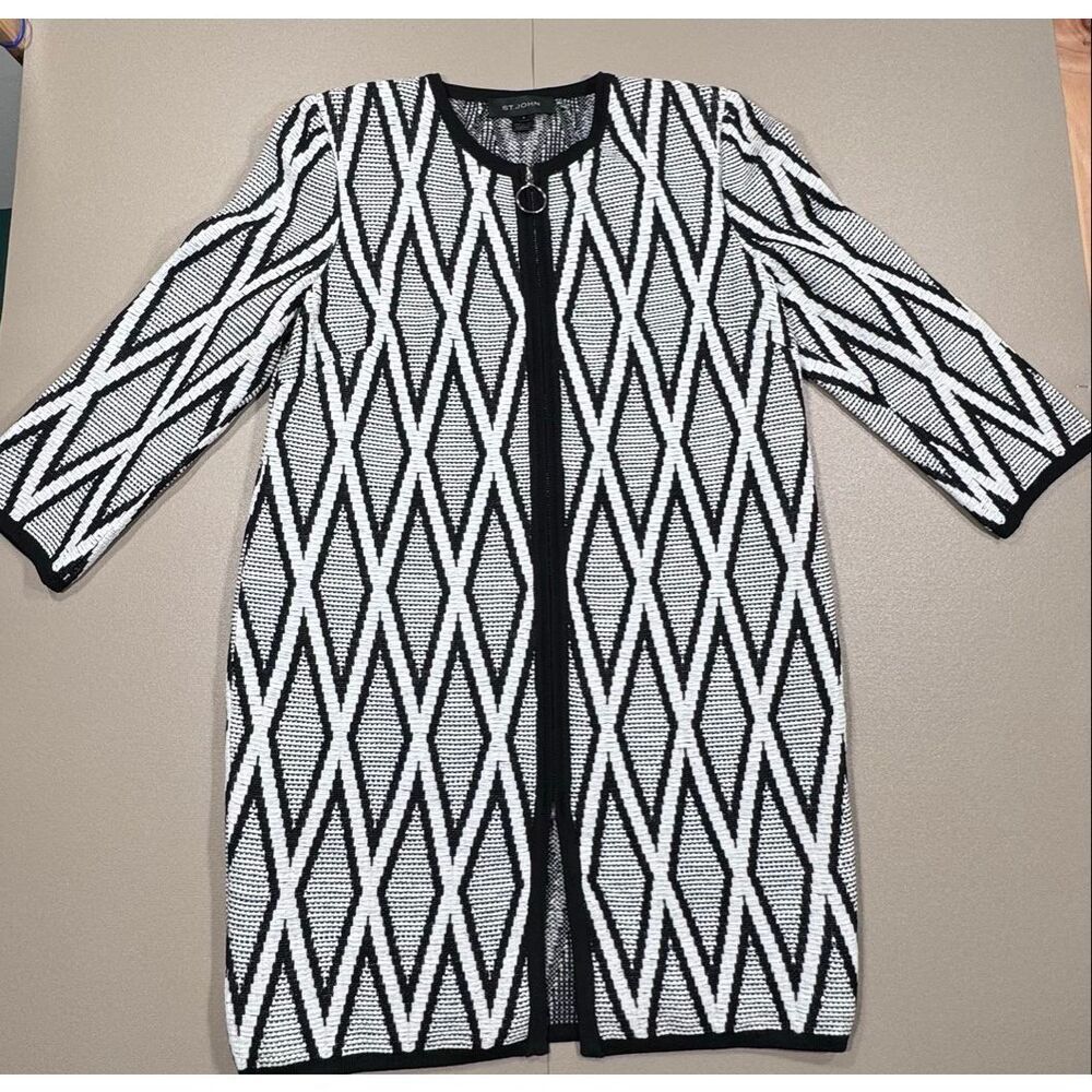St. John Nisi Jacquard Santana Knit Blend Zip Jacket MSRP:$1495 *note - Picture 3 of 11
